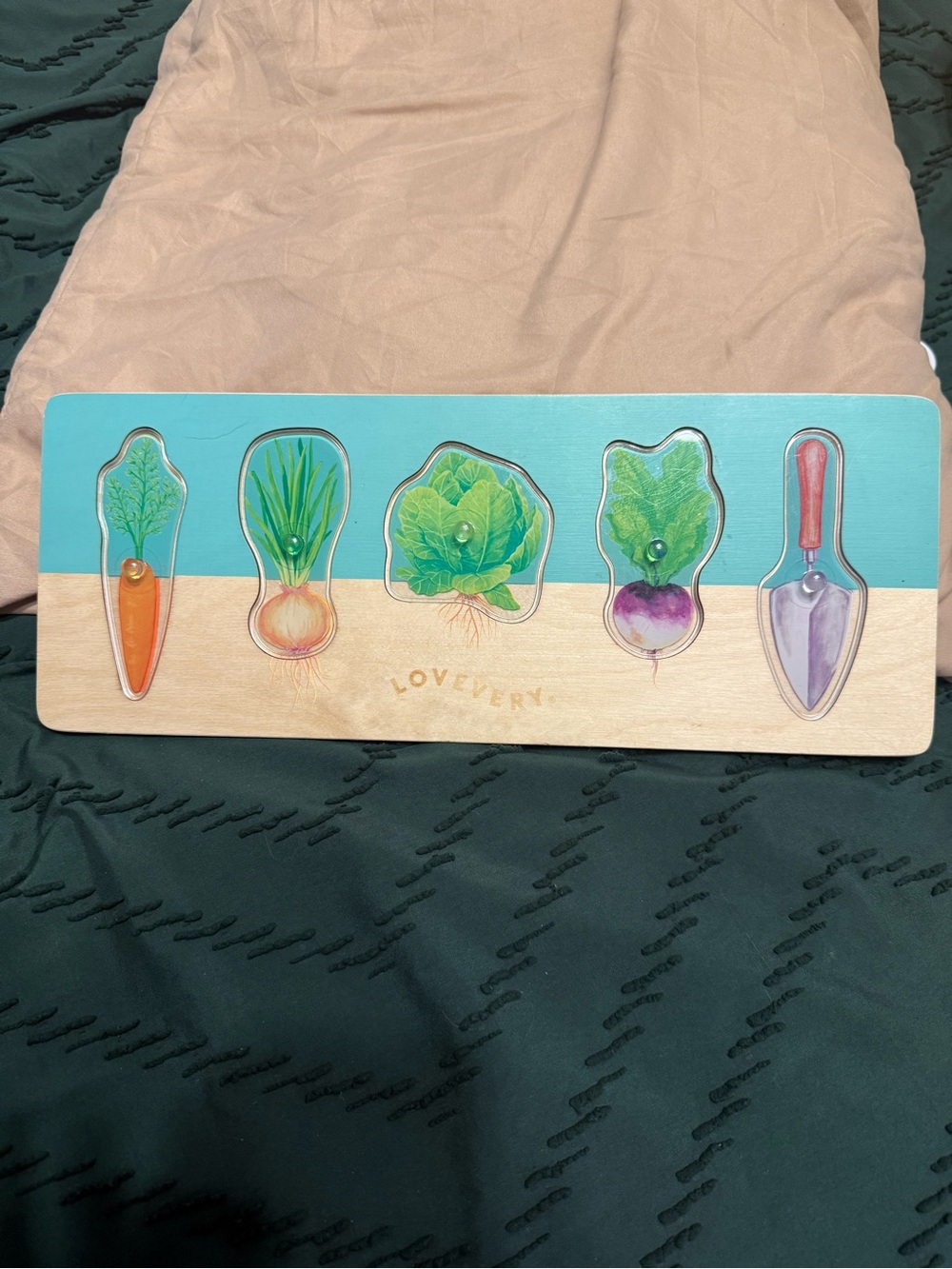 LOVEVERY Wooden Garden Vegetable Puzzle Montessori Toddler Toy